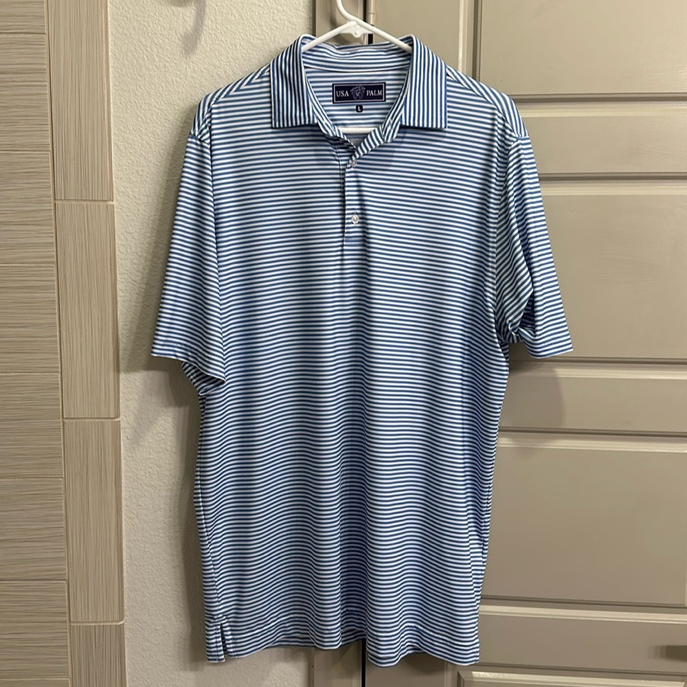 Blue Stripe USA Palm Polo.